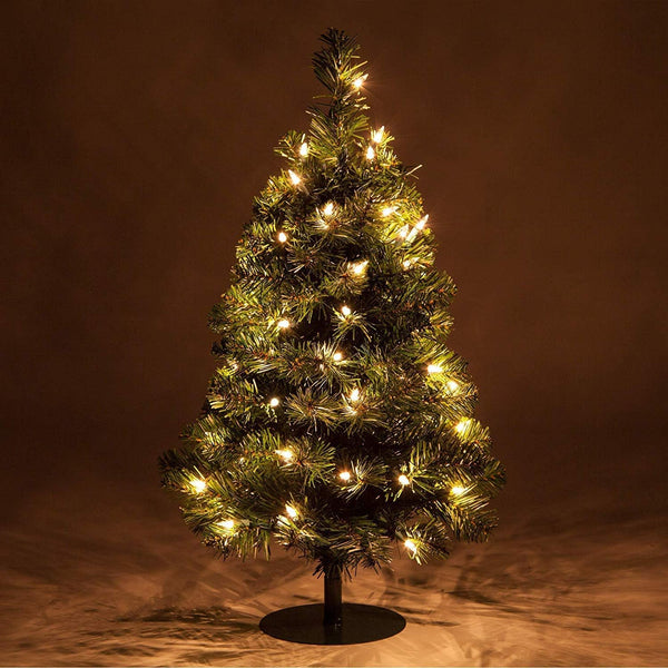 2 Ft Christmas Tree Pathway Light - Miniature Tabletop Christmas Tree with 50 Clear Incandescent Lights, Perfect for Holiday Pathway Decor and Indoor Festive Displays.