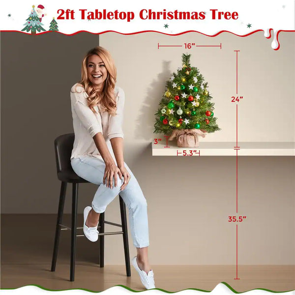 Set of 2 Tabletop Christmas Trees with Pinecones and Warm White LED Lights - Perfect for Holiday Decorations and Festive Displays.