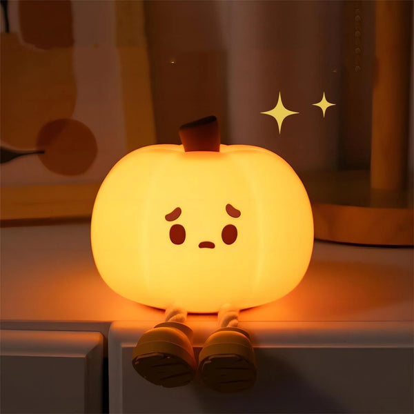 Halloween Pumpkin Night Light - Cute Soft Silicone Lamp, Dimmable & Timed, Safe for Kids and Babies, Perfect Halloween Decoration and Gift.