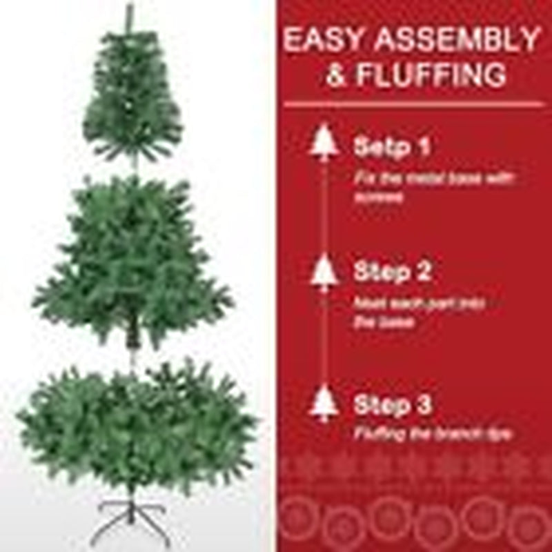 6FT Artificial Christmas Tree with 900 PVC Branch Tips - Realistic Green Tree for Holiday Decorations