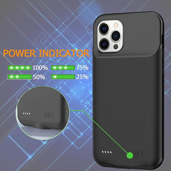 Battery Case for iPhone 12 Pro Max - 8500mAh Smart Rechargeable Portable Charging Pack, Protective Extended Backup Charger (6.7 Inch) - Compatible with Max, Black (FYT-C88).