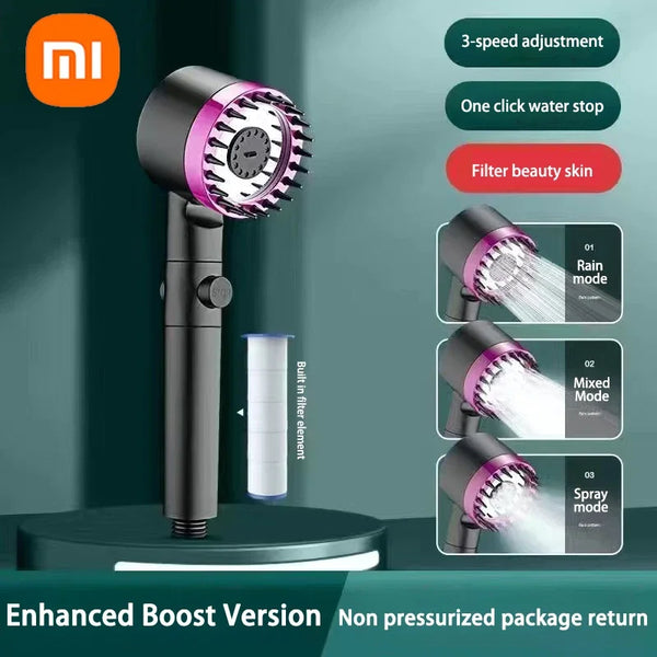 XIAOMI 3 Modes High-Pressure Shower Head - Portable Filter Showerhead with Rainfall Faucet Tap for Bathroom, Innovative Home Bath Accessory.